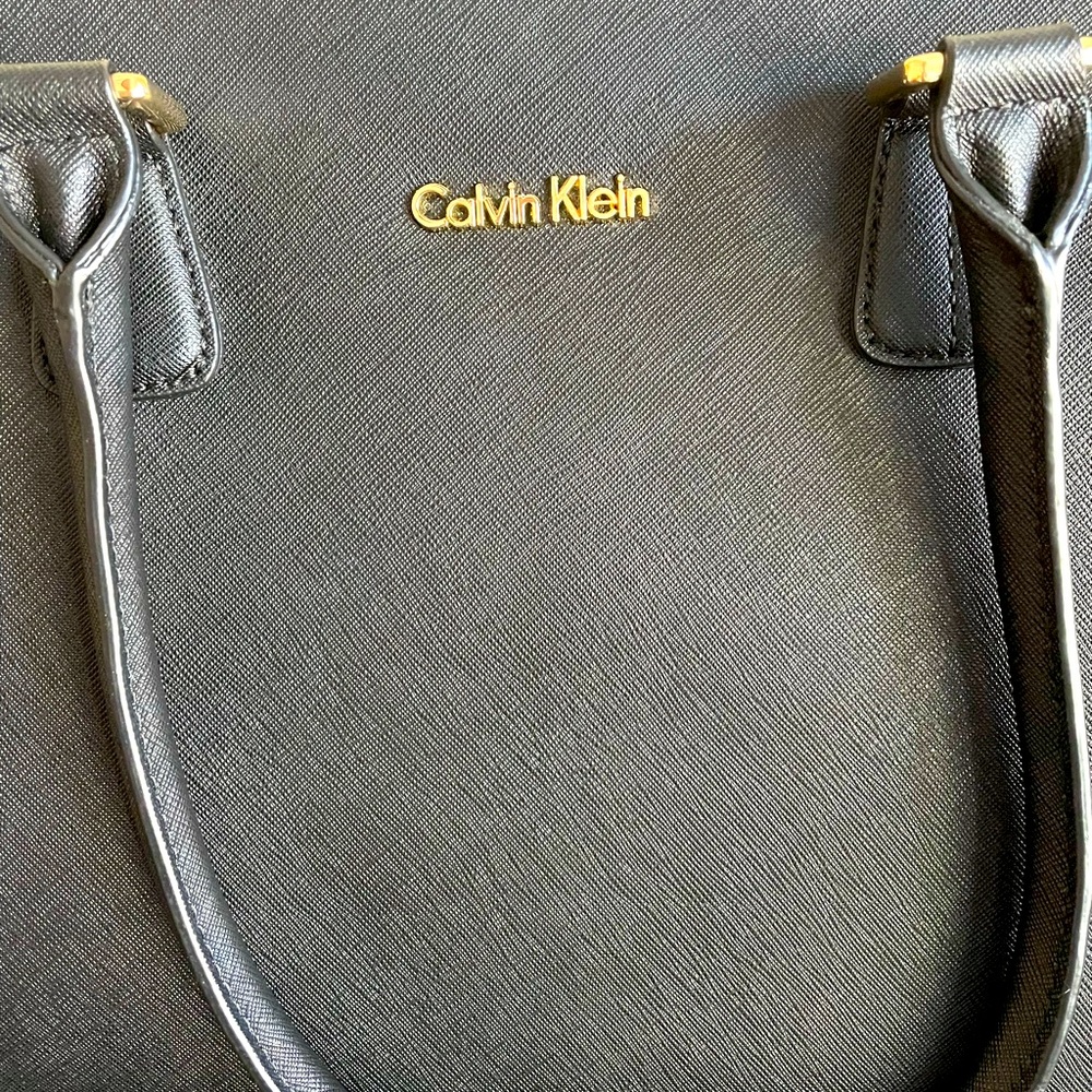 NWOT Calvin Klein Classic Gold Accented Satchel - Picture 7 of 16